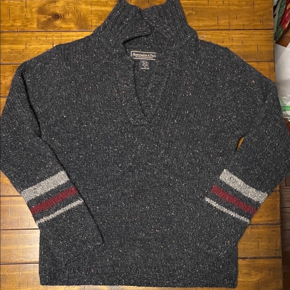 Men's Abercrombie & Fitch Gray Wool Winter Sweater. 100% Wool. Cabincore Size S - Picture 3 of 8